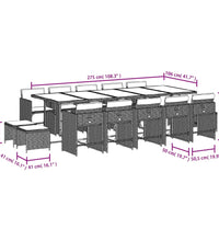 15-tlg. Garten-Essgruppe mit Kissen Beigemischung Poly Rattan