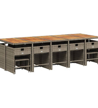 15-tlg. Garten-Essgruppe mit Kissen Grau Poly Rattan
