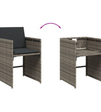 15-tlg. Garten-Essgruppe mit Kissen Grau Poly Rattan