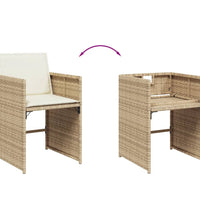 15-tlg. Garten-Essgruppe mit Kissen Beige Poly Rattan
