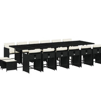17-tlg. Garten-Essgruppe mit Kissen Schwarz Poly Rattan