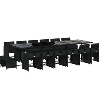 17-tlg. Garten-Essgruppe mit Kissen Schwarz Poly Rattan