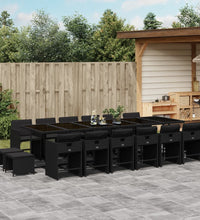 17-tlg. Garten-Essgruppe mit Kissen Schwarz Poly Rattan
