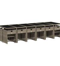 17-tlg. Garten-Essgruppe mit Kissen Grau Poly Rattan