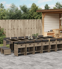 17-tlg. Garten-Essgruppe mit Kissen Grau Poly Rattan