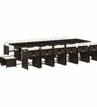 17-tlg. Garten-Essgruppe mit Kissen Braun Poly Rattan