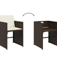 17-tlg. Garten-Essgruppe mit Kissen Braun Poly Rattan