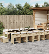 17-tlg. Garten-Essgruppe mit Kissen Beige Poly Rattan