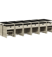 17-tlg. Garten-Essgruppe mit Kissen Hellgrau Poly Rattan