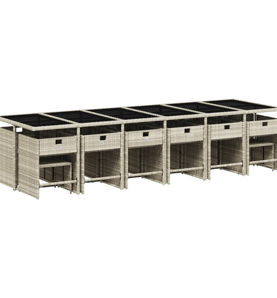 17-tlg. Garten-Essgruppe mit Kissen Hellgrau Poly Rattan
