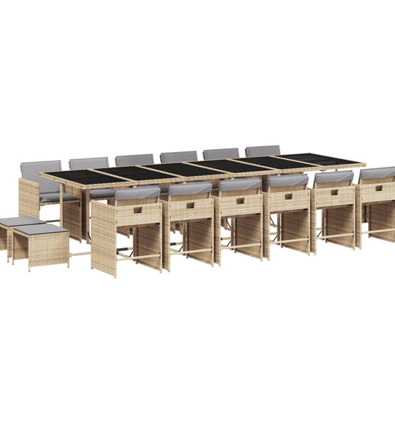 17-tlg. Garten-Essgruppe mit Kissen Beigemischung Poly Rattan