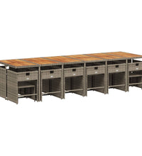 17-tlg. Garten-Essgruppe mit Kissen Grau Poly Rattan