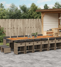 17-tlg. Garten-Essgruppe mit Kissen Grau Poly Rattan