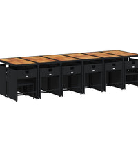 17-tlg. Garten-Essgruppe mit Kissen Schwarz Poly Rattan