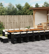 17-tlg. Garten-Essgruppe mit Kissen Schwarz Poly Rattan
