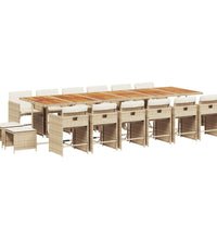 17-tlg. Garten-Essgruppe mit Kissen Beige Poly Rattan