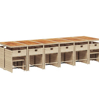 17-tlg. Garten-Essgruppe mit Kissen Beige Poly Rattan