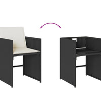 9-tlg. Garten-Essgruppe mit Kissen Schwarz Poly Rattan