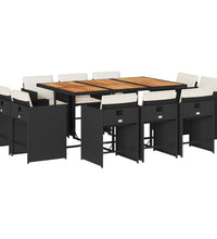 11-tlg. Garten-Essgruppe mit Kissen Schwarz Poly Rattan