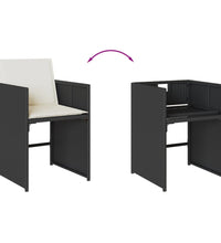 15-tlg. Garten-Essgruppe mit Kissen Schwarz Poly Rattan