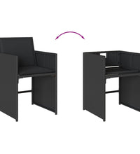 15-tlg. Garten-Essgruppe mit Kissen Schwarz Poly Rattan