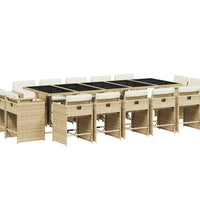 15-tlg. Garten-Essgruppe mit Kissen Beige Poly Rattan
