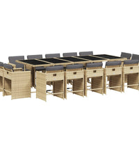 15-tlg. Garten-Essgruppe mit Kissen Beigemischung Poly Rattan