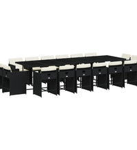 17-tlg. Garten-Essgruppe mit Kissen Schwarz Poly Rattan