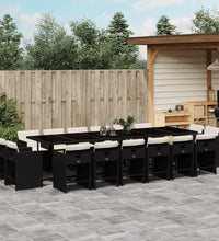 17-tlg. Garten-Essgruppe mit Kissen Schwarz Poly Rattan