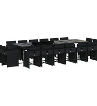 17-tlg. Garten-Essgruppe mit Kissen Schwarz Poly Rattan