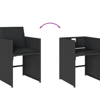 17-tlg. Garten-Essgruppe mit Kissen Schwarz Poly Rattan