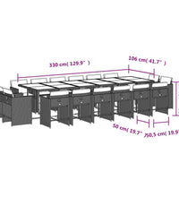 17-tlg. Garten-Essgruppe mit Kissen Schwarz Poly Rattan