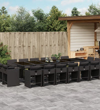 17-tlg. Garten-Essgruppe mit Kissen Schwarz Poly Rattan