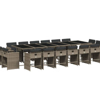 17-tlg. Garten-Essgruppe mit Kissen Grau Poly Rattan