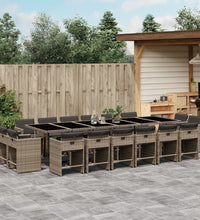 17-tlg. Garten-Essgruppe mit Kissen Grau Poly Rattan