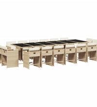17-tlg. Garten-Essgruppe mit Kissen Beige Poly Rattan