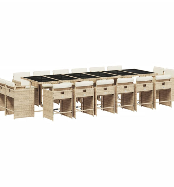 17-tlg. Garten-Essgruppe mit Kissen Beige Poly Rattan