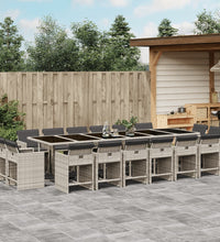17-tlg. Garten-Essgruppe mit Kissen Hellgrau Poly Rattan