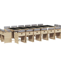17-tlg. Garten-Essgruppe mit Kissen Beigemischung Poly Rattan