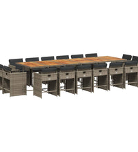 17-tlg. Garten-Essgruppe mit Kissen Grau Poly Rattan