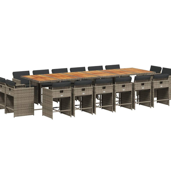 17-tlg. Garten-Essgruppe mit Kissen Grau Poly Rattan