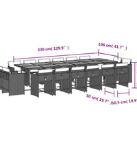 17-tlg. Garten-Essgruppe mit Kissen Grau Poly Rattan