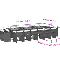 17-tlg. Garten-Essgruppe mit Kissen Schwarz Poly Rattan