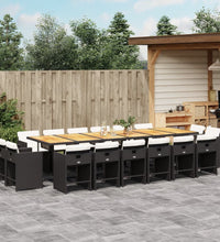 17-tlg. Garten-Essgruppe mit Kissen Schwarz Poly Rattan