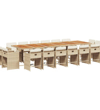 17-tlg. Garten-Essgruppe mit Kissen Beige Poly Rattan