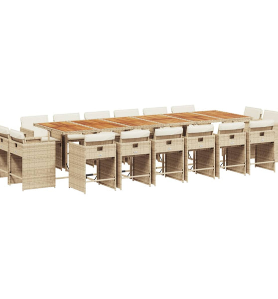17-tlg. Garten-Essgruppe mit Kissen Beige Poly Rattan