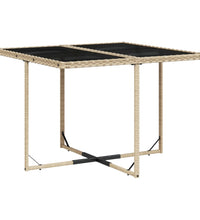 5-tlg. Garten-Essgruppe mit Kissen Beige Poly Rattan