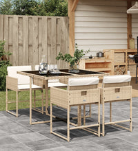 5-tlg. Garten-Essgruppe mit Kissen Beige Poly Rattan