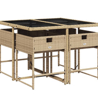 5-tlg. Garten-Essgruppe mit Kissen Beigemischung Poly Rattan