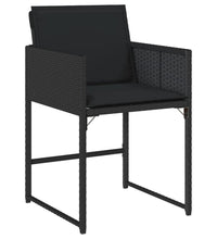 7-tlg. Garten-Essgruppe mit Kissen Schwarz Poly Rattan